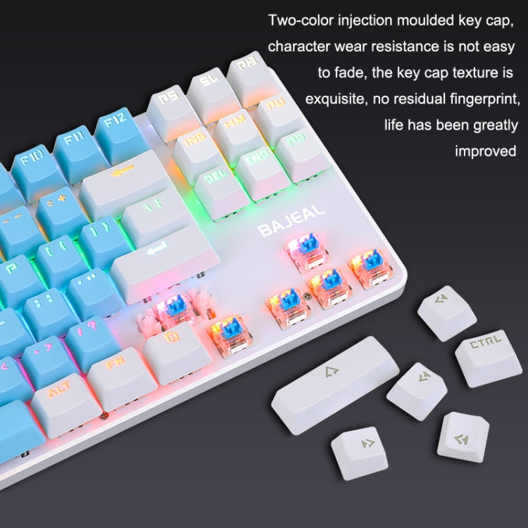 Rynx | BAJEAL K100 87 Keys Green Shaft Wired Mechanical Keyboard, Cable length: 1.6m (Blue White)