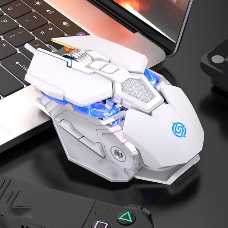 Rynx | K-Snake Q18 9 Buttons 6400DPI Illuminated Machine Wired Gaming Mouse, Cable Length: 1.5m (White)