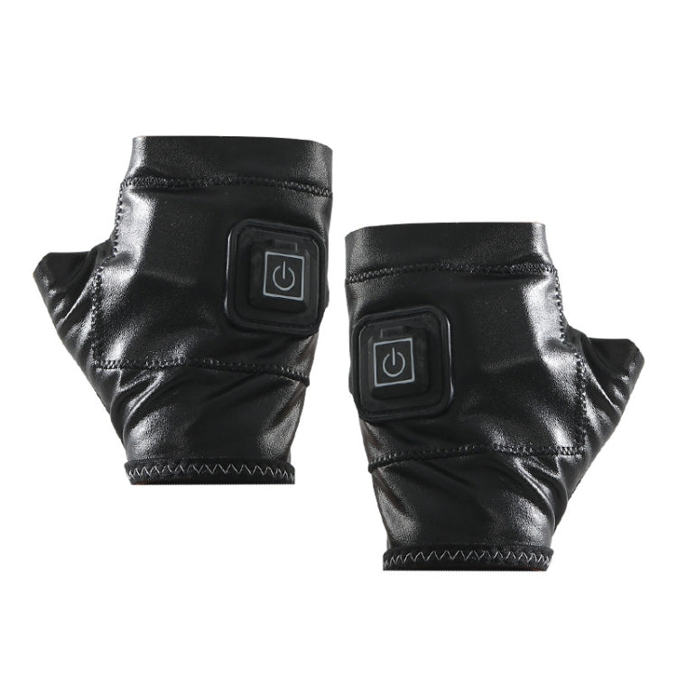 Rynx | 1 Pair Adjustable Temperature Rechargeable Intelligent Electric Heating Gloves Half Finger Gloves, Size: M(Black)
