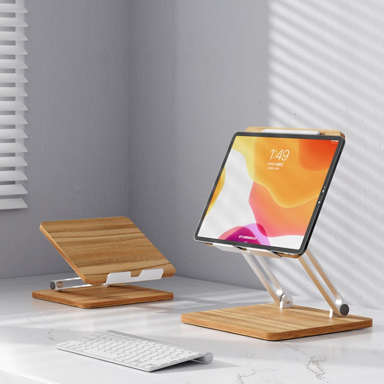 Rynx | AP-2DP Desktop liftable wood tablet laptop stand (dark wood)