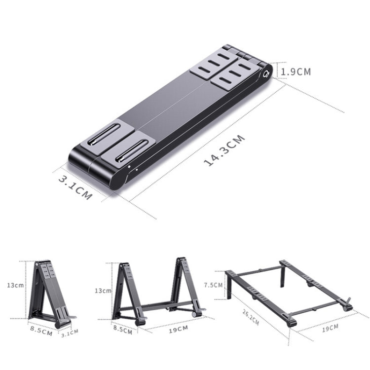 Rynx | X23 3 In 1 Portable Storage Foldable Aluminum Phone Tablet Stand (Gray)