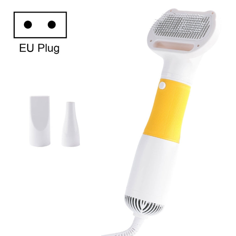 3 in 1 600W Pet Electric High Wind Hair Removal Blower Combs, Specification: EU Plug 220V(Yellow)