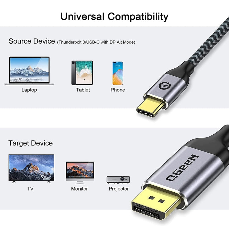 Rynx | QGeeM QG-UA13 Type-C to DP 4K 60Hz Nylon Braided Adapter Cable, Length: 1.8 m