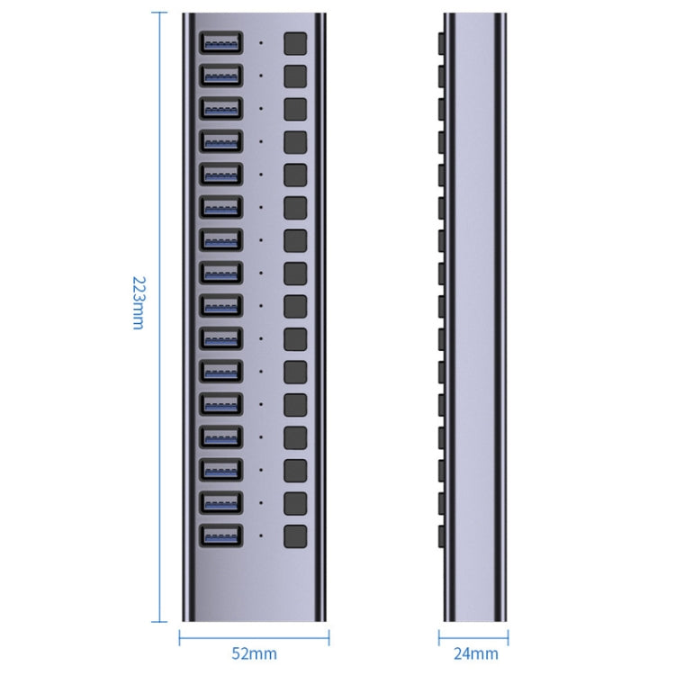 Rynx | HS-716MG USB3.0 Aluminum Alloy Gray 7 Ports 12V/2A Expansion Docking Computer Camera HUB
