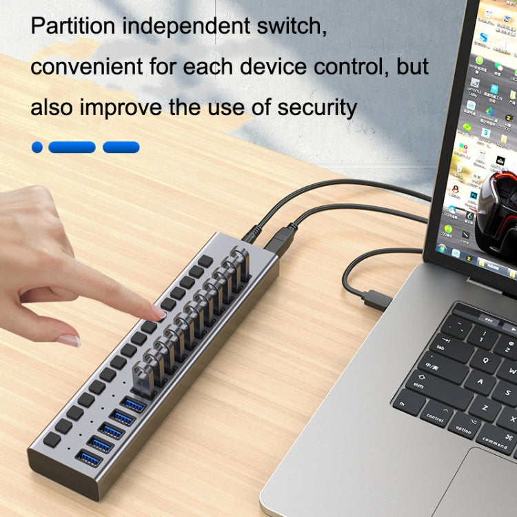Rynx | HS-716MG USB3.0 Aluminum Alloy Gray 7 Ports 12V/2A Expansion Docking Computer Camera HUB