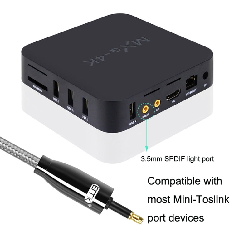 Rynx | EMK QH4.0 Mini Toslink 3.5mm Interface SPDIF Audio Optical Fiber, Length: 8m (Black)