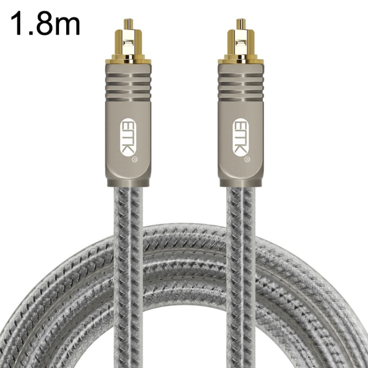Rynx | EMK YL/B Audio Digital Optical Fiber Cable Square to Square Audio Connection Cable, Length: 1.8 m (Transparent Gray)
