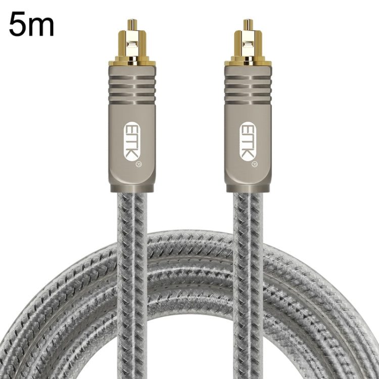Rynx | EMK YL/B Audio Digital Optical Fiber Cable Square to Square Audio Connecting Cable, Length: 5m (Transparent Grey)