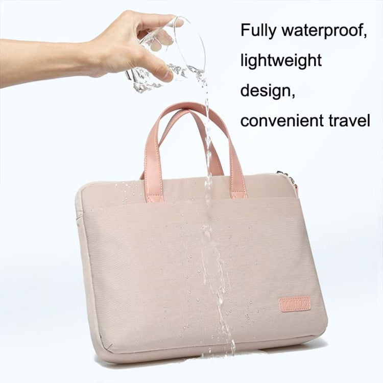 Rynx | For MacBook 13.3-14 inches MAHOO 10188 Ultra-Thin Hand Computer Bag Messenger Laptop Bag, Color: Khaki+Gray PU Power Bag