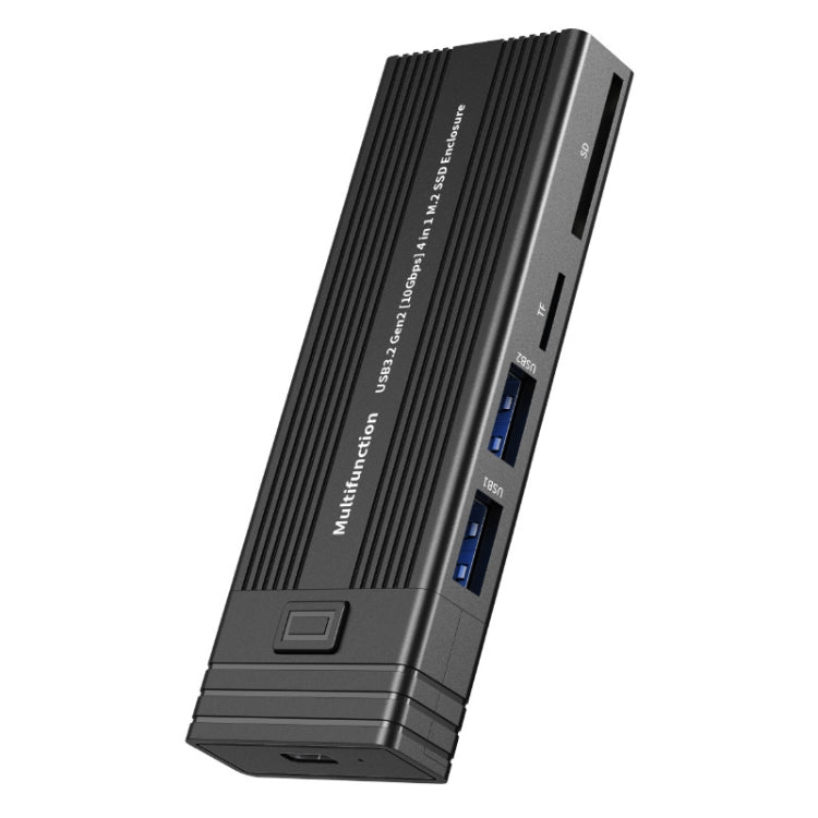 Rynx | M.2 NVME SATA SSD enclosure adapter with 4 in 1 hub USB 3.2 Gen 2 10Gbps HDD adapter support for SD/TF card reader (Black)