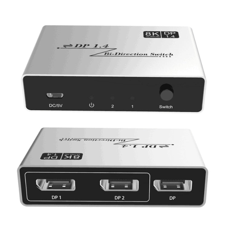 Rynx | 8K 60HZ 1.4V 2 In 1 Out DP Bidirectional Switcher (Gray)
