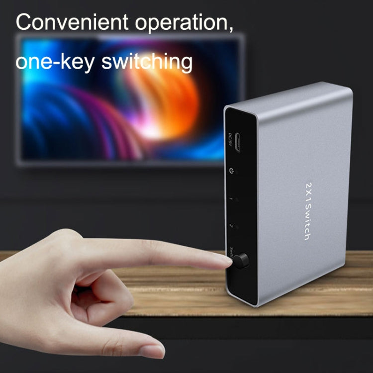 Rynx | 8K 60HZ 1.4V 2 In 1 Out DP Bidirectional Switcher (Gray)