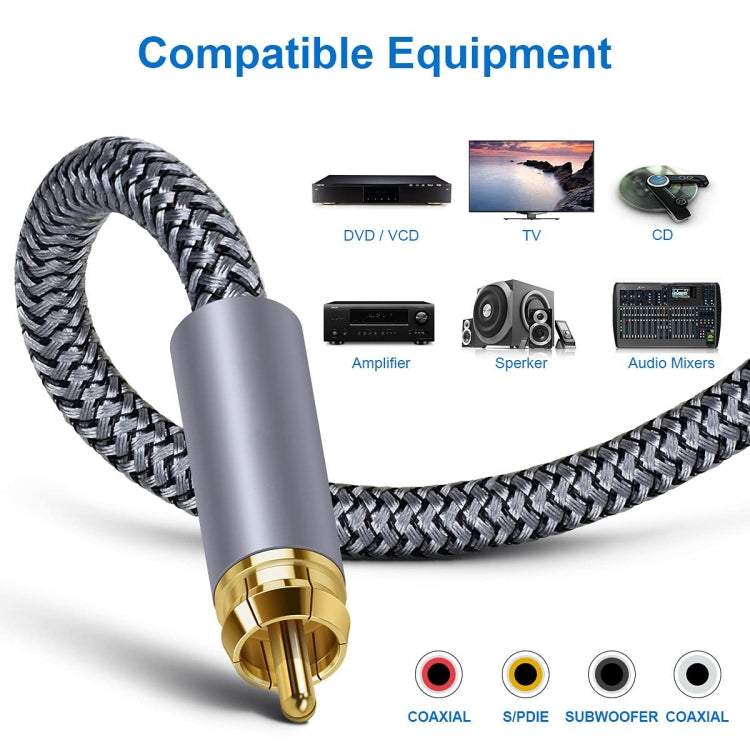Rynx | 15m pure copper RCA coaxial HIFI digital audio cable SPDIF subwoofer speaker cable (silver gray)
