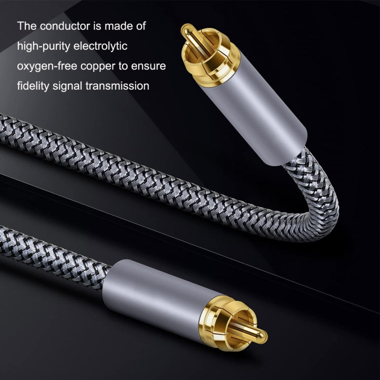 Rynx | 15m pure copper RCA coaxial HIFI digital audio cable SPDIF subwoofer speaker cable (silver gray)