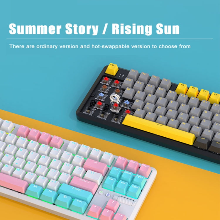 Rynx | Ajazz K870T Pro 87 Keys Three-Mode Wireless/Bluetooth/Wired Pluggable RGB Mechanical Keyboard Red Shaft (Black)