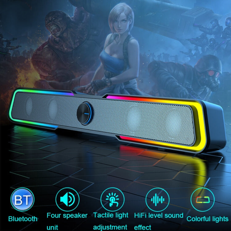 Rynx | Wired Version DHE6002S RGB Lights HiFi Sound Effect Computer Audio Desktop Long Strip Speaker