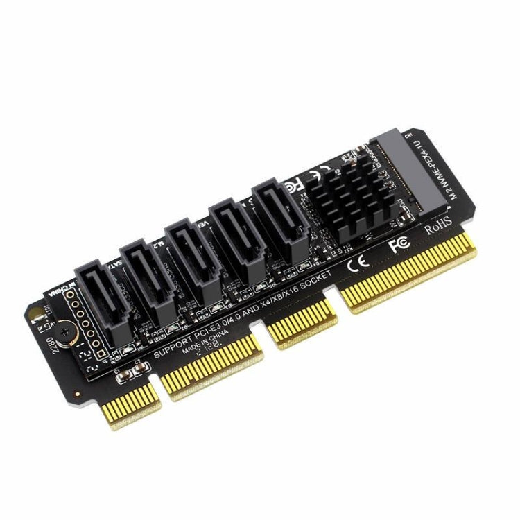 Rynx | M.2NVME-PCIE X4 / X8 / X16 Rotor SATA5 Port Transfer Card JMB585 Chip