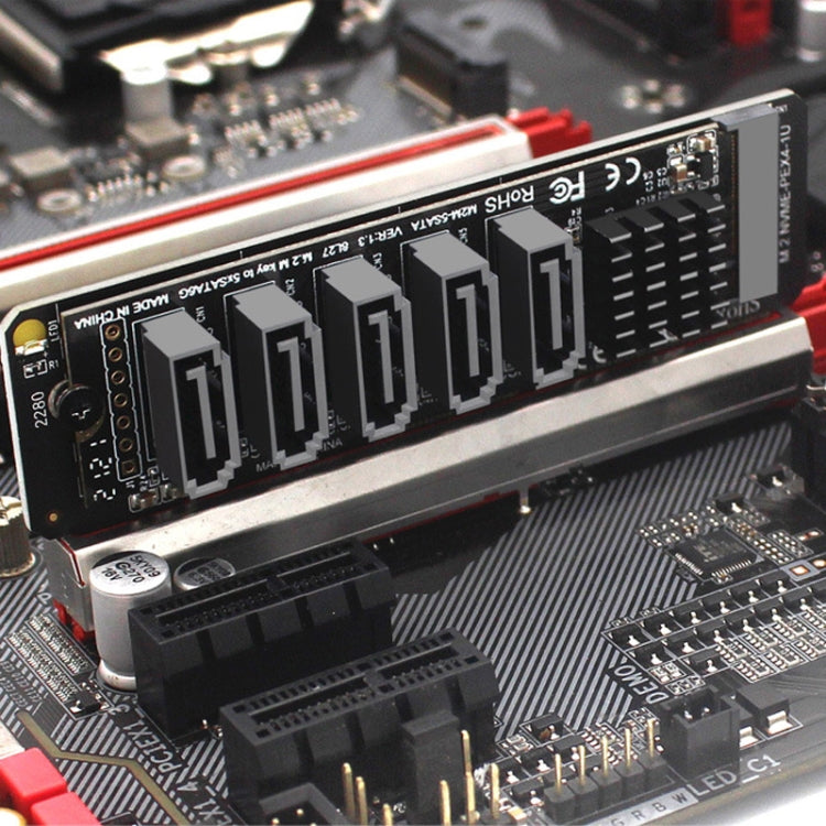 Rynx | M.2NVME-PCIE X4 / X8 / X16 Rotor SATA5 Port Transfer Card JMB585 Chip