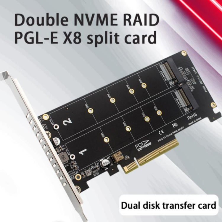 Rynx | PCI-E X8 Double Disk Transfer Card NVME M.2 MKEY SSD RAID Array Expansion Adapter(PH45)