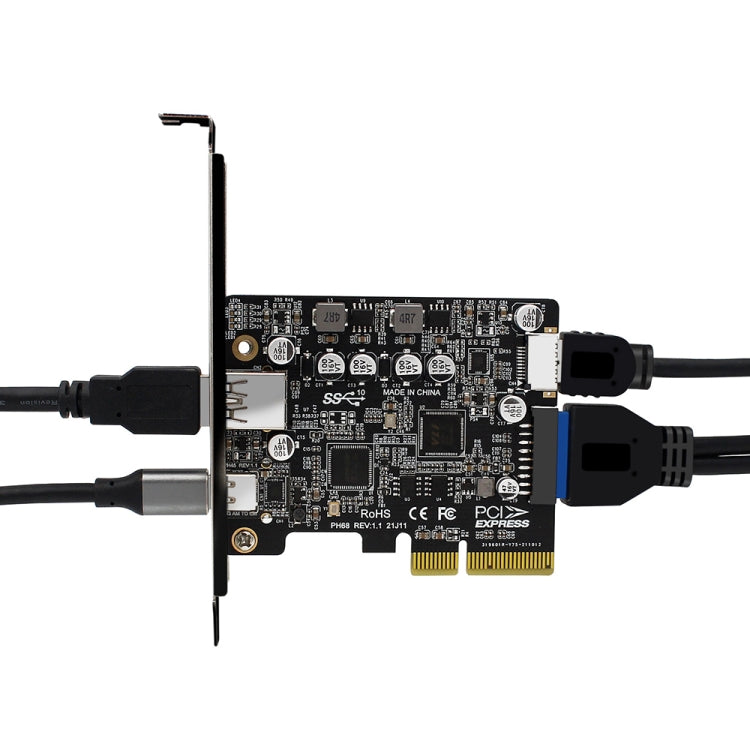Rynx | PCIE 3.0 to USB 3.2 expansion card Type-C port front Type-E expansion riser card (PH68)