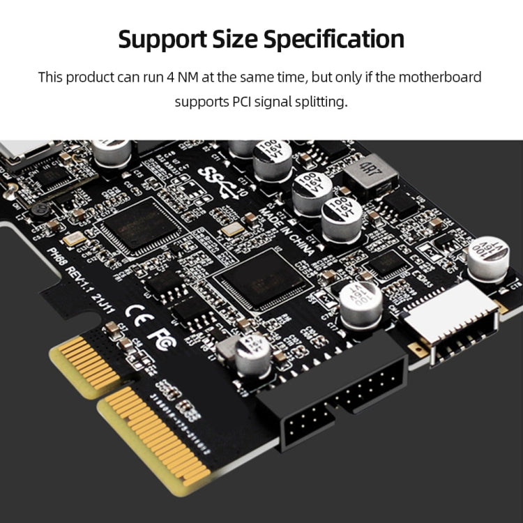 Rynx | PCIE 3.0 to USB 3.2 expansion card Type-C port front Type-E expansion riser card (PH68)