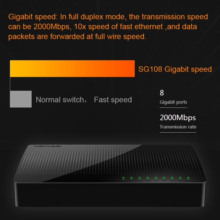 Rynx | Tenda SG108 100/1000M Desktop Network Switch 8 Port Gigabit Desktop Switch Ethernet Switch LAN Hub (AU Plug)