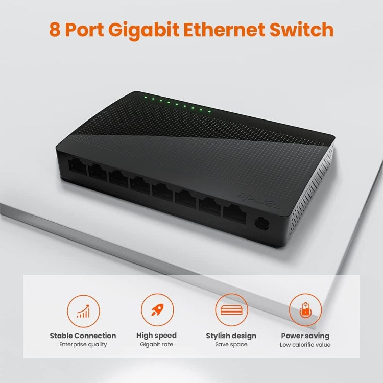 Rynx | Tenda SG108 100/1000M Desktop Network Switch 8 Port Gigabit Desktop Switch Ethernet Switch LAN Hub (AU Plug)