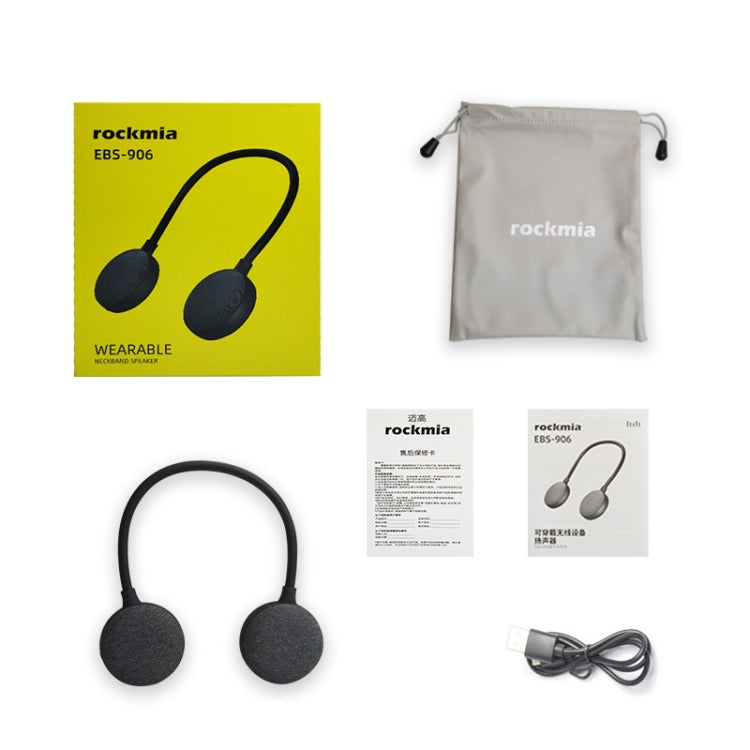 RYNX | ROCKMIA EBS-906 Neckband Bluetooth Speaker Waterproof Music Player Built-in Microphone(Grey)