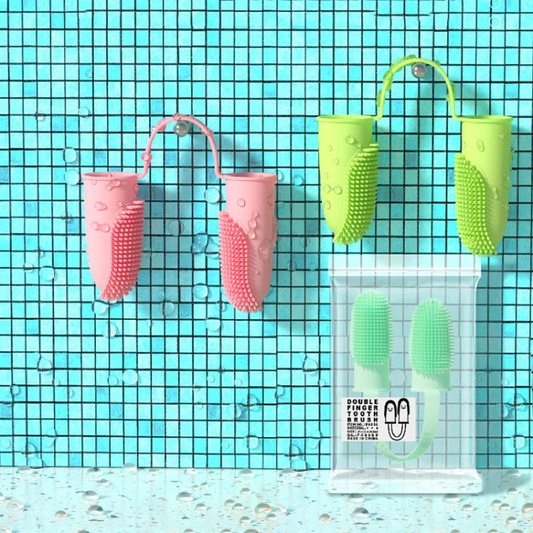 2 Piece Pet Tooth Cleaning Dual Finger Toothbrush Dogs and Cats Oral Cleaning Tools (Grass Yellow)