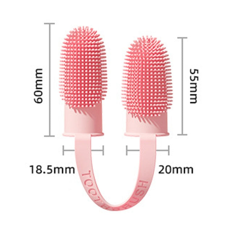 2 Piece Pet Tooth Cleaning Dual Finger Toothbrush Dogs and Cats Oral Cleaning Tools (Blue Green)