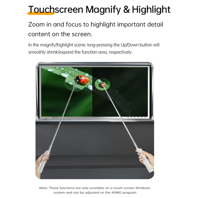 Rynx | ASING A31 Multifunctional presentation remote control with telescopic teaching rod, designed for touchscreen