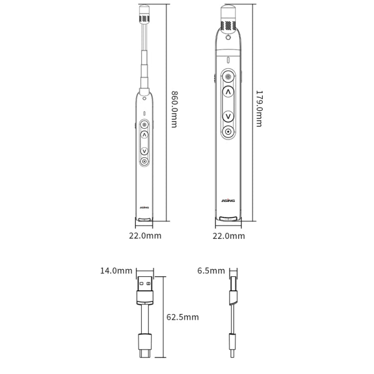 Rynx | ASING A31 Multifunctional presentation remote control with telescopic teaching rod, designed for touchscreen
