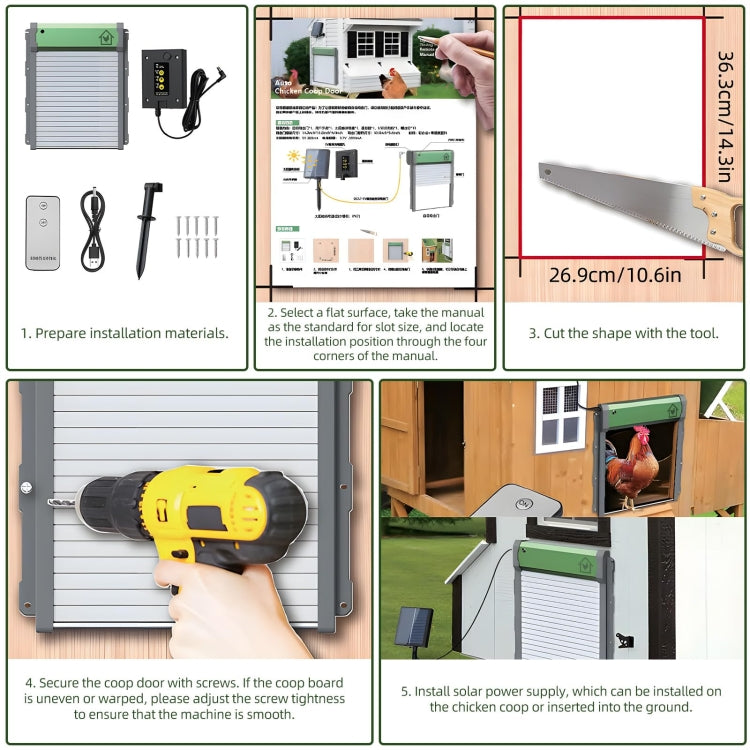 RYNX | Powered Automatic Chicken Coop Door 4 Modes Automatic Chicken Door with Remote Control