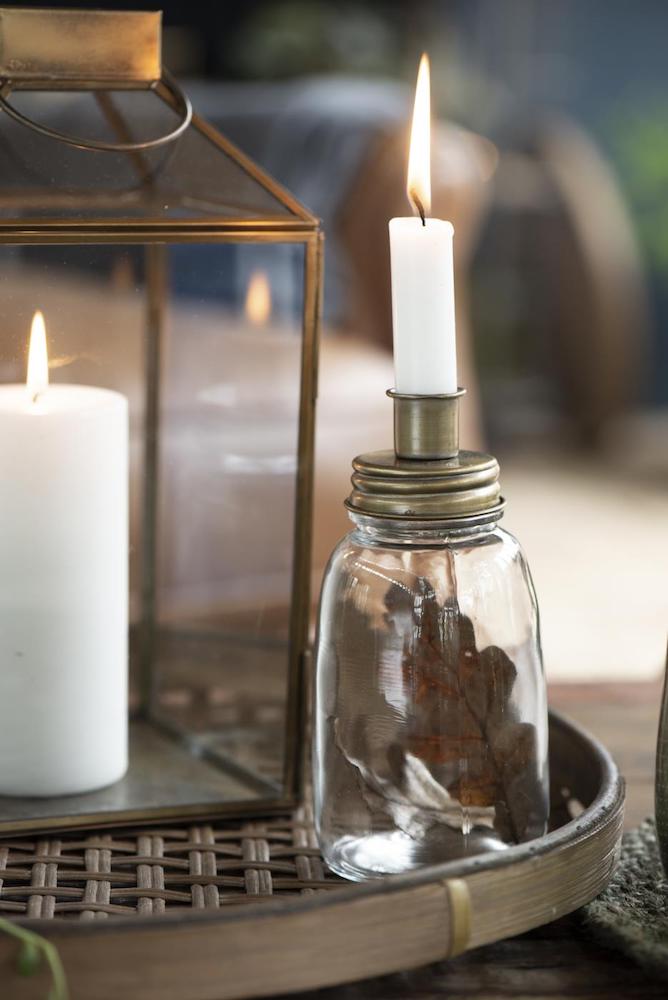 Rynx | Stick Candle Holder Glass Brass Colored
