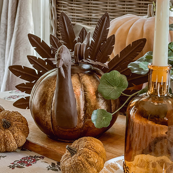 Rynx | Rustic galvanized metal pumpkin turkey
