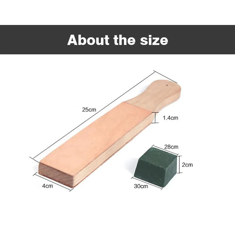 Rynx | WUTA Leather Knife Sharpener: Black Wood Razor Polishing Board for Fine Grinding - Includes Polish Compound, 8 Color Options Available