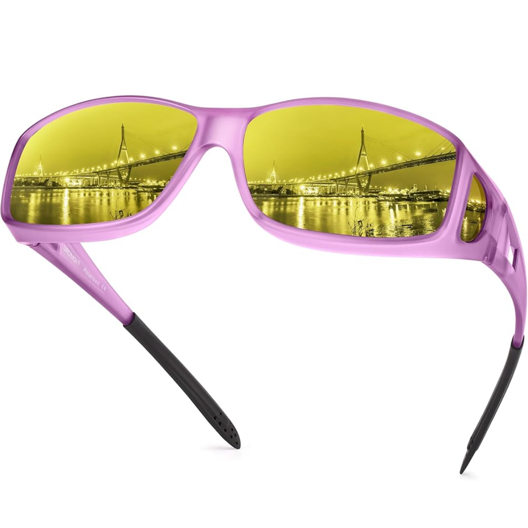 RYNX | Polarized Riding Glasses for Night Driving Matte purple frame night vision lens