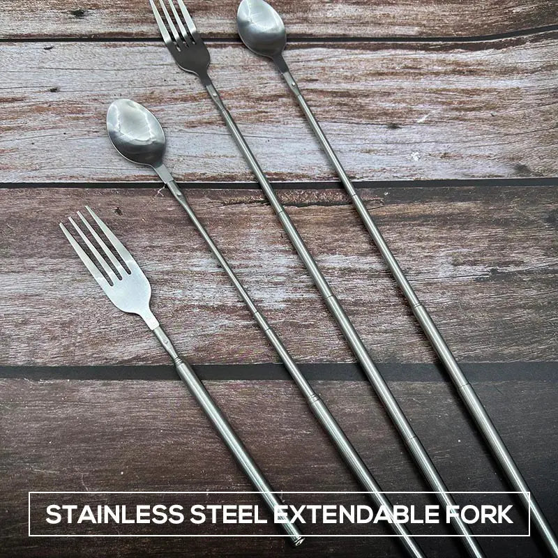 Rynx | Adjustable Stainless Steel Cutlery Set with Extendable Fork and Spoon