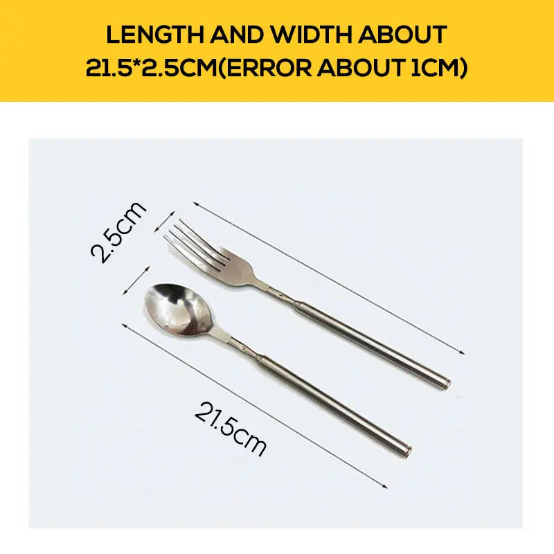 Rynx | Adjustable Stainless Steel Cutlery Set with Extendable Fork and Spoon