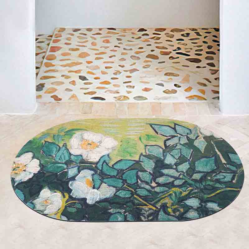 Rynx | White Flower Garden Diatomaceous Earth Bath Mat