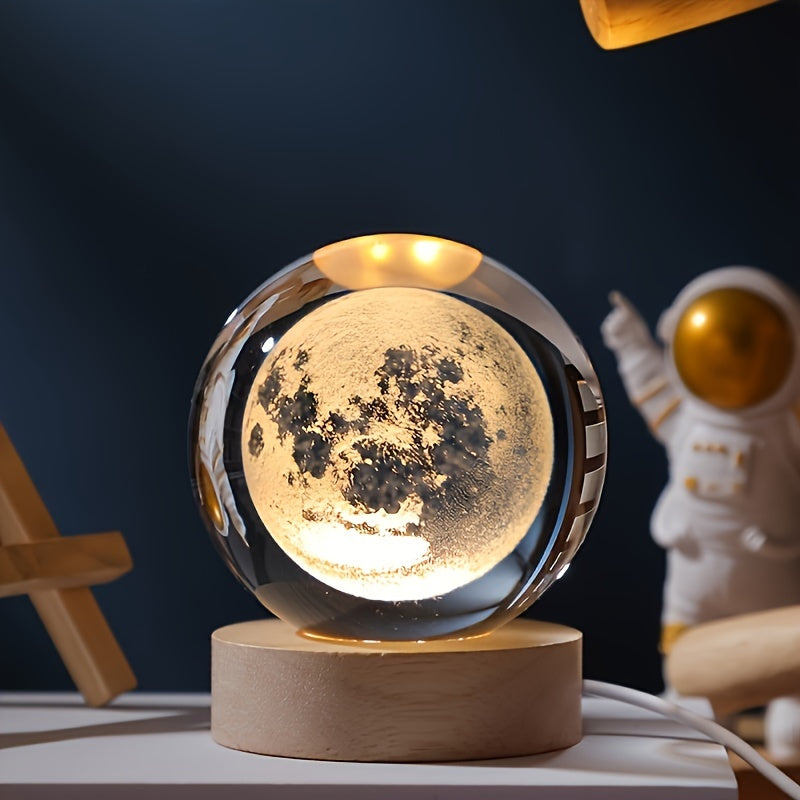 Rynx | LuminaSphere - 3D Crystals Ball LED Table Lamp with Wooden Base