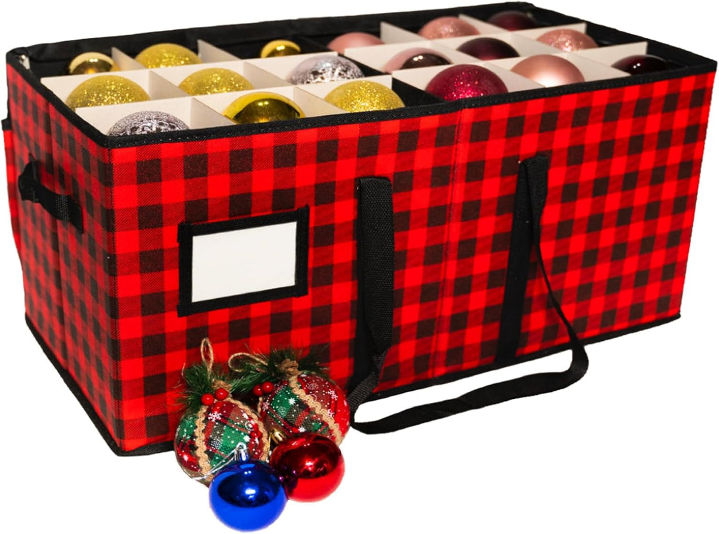 Rynx | Large Christmas ornament storage container box with zipper closure