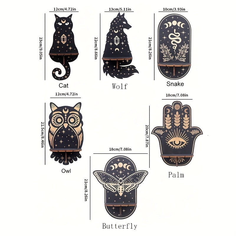 Rynx | RusticCrystal - Vintage Wood Plank for Crystals & Candles, Animal Motifs