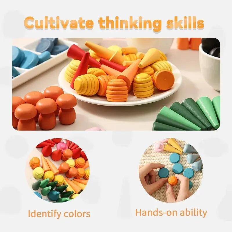 Rynx | Colorful Wooden Building Blocks Set for Creative Learning and Logical Development