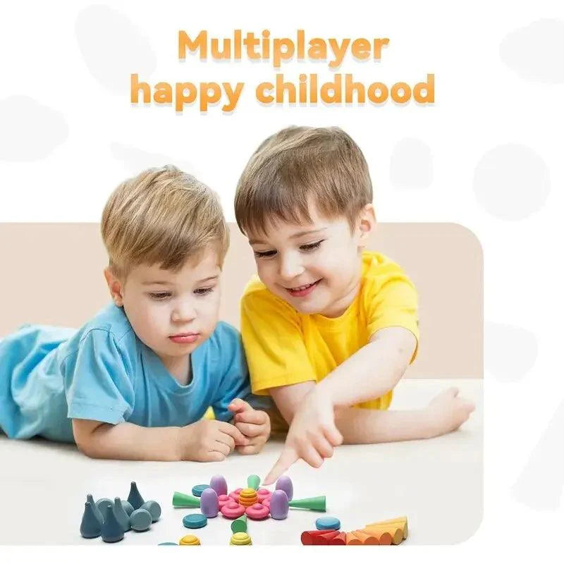 Rynx | Colorful Wooden Building Blocks Set for Creative Learning and Logical Development