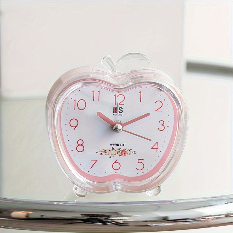 Rynx | Crystal Apple Design Alarm Clock with Built-in Night Light - Stylish, Battery-operated, Round and Modern Design