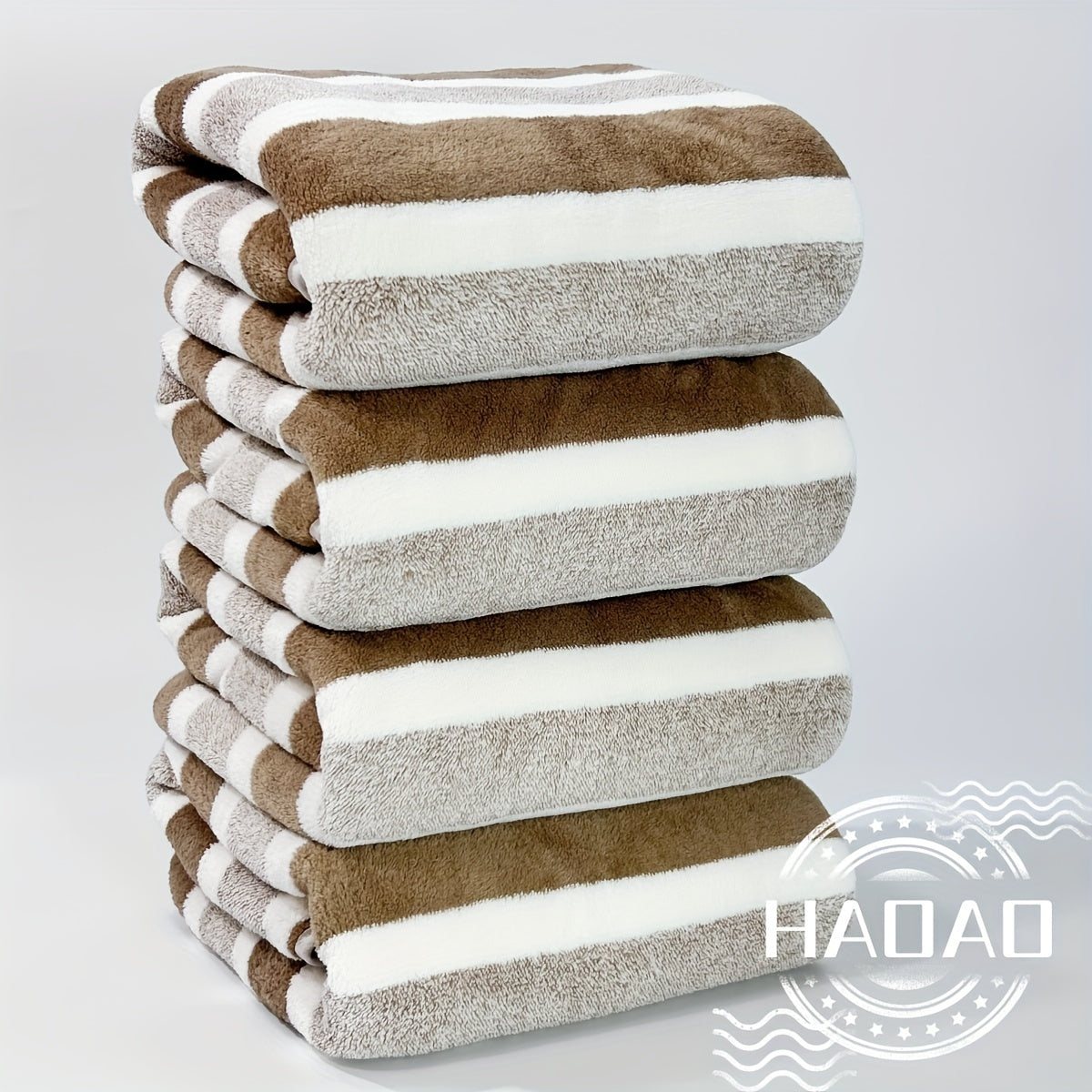 Rynx | 4 Piece Luxurious Striped Bath Towel Set - Ultra-Absorbent, Quick-Drying, Super Soft, Skin-Friendly - Ideal for Home Bathroom and Daily Showering Needs