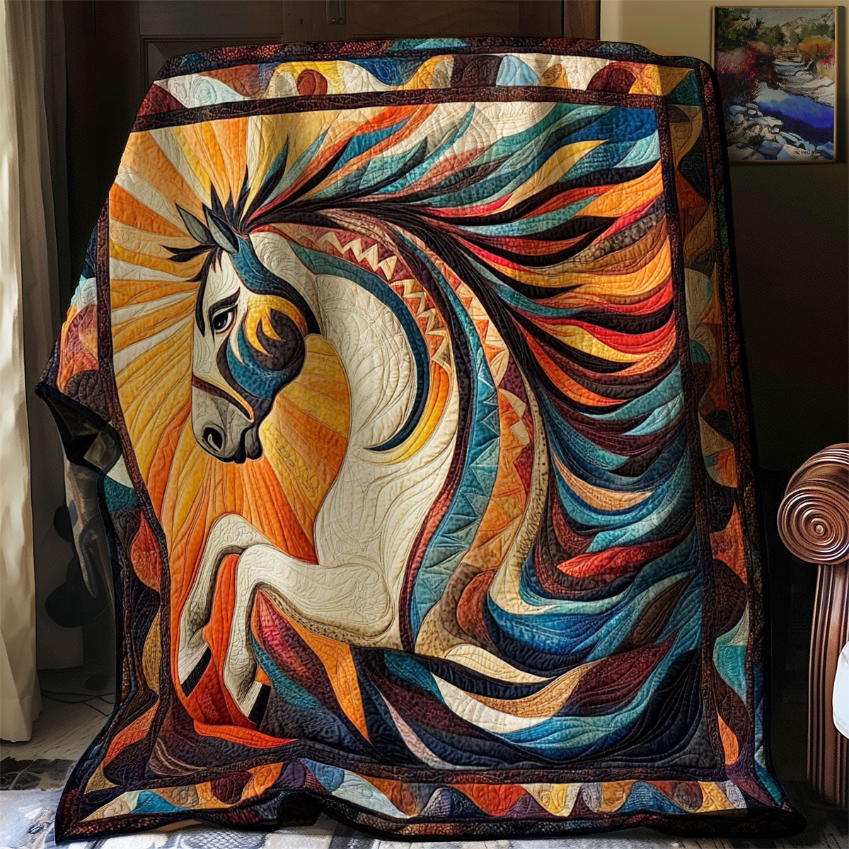 Rynx | Horse Native American Patchwork Blanket