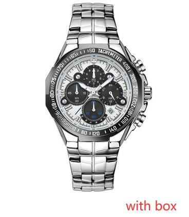 Rynx | WWOOR Multifunctional Men's Steel Bracelet Six-Hand Quartz Watch Waterproof Casual Crown Watch 8868