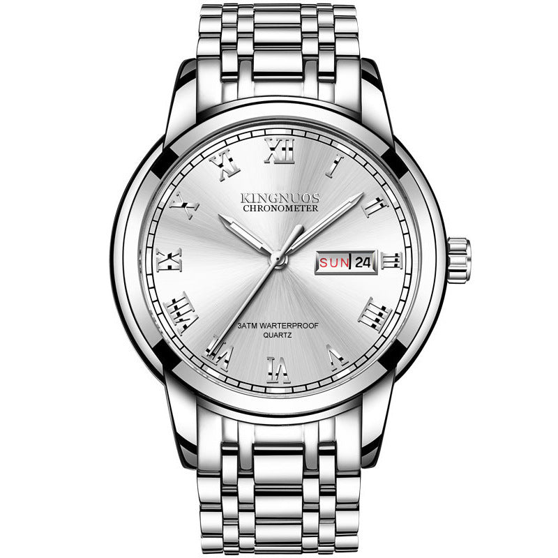 Rynx | Transnational Hot Double Calendar Steel Belt Watch Business Non-mechanical